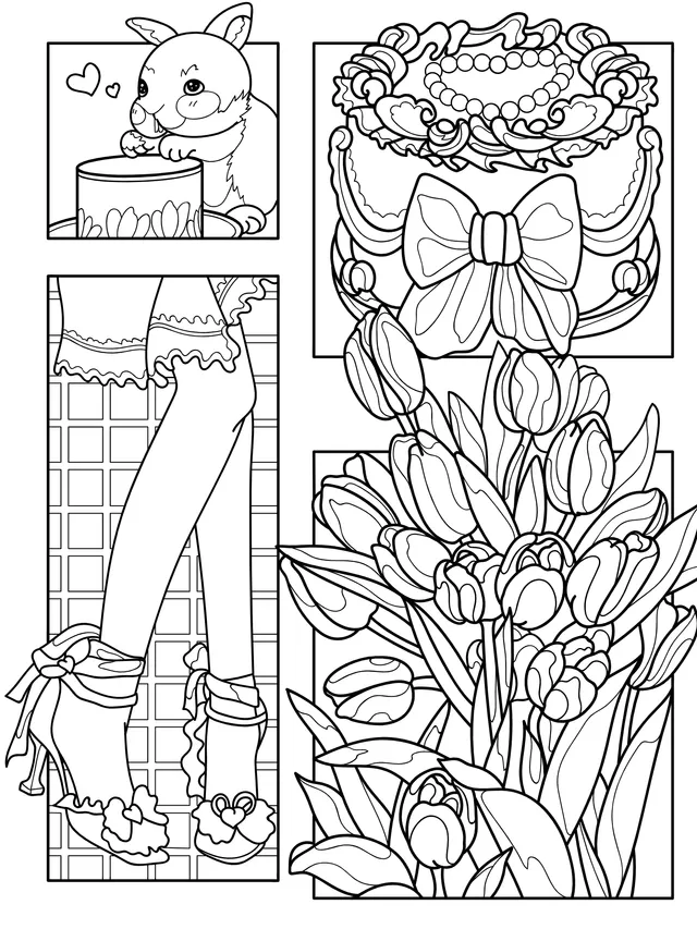 Cute Rabbit, Cake, Beautiful Legs and Tulips