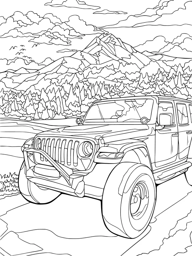 Red Off - road Vehicle by the Mountain - side Lake