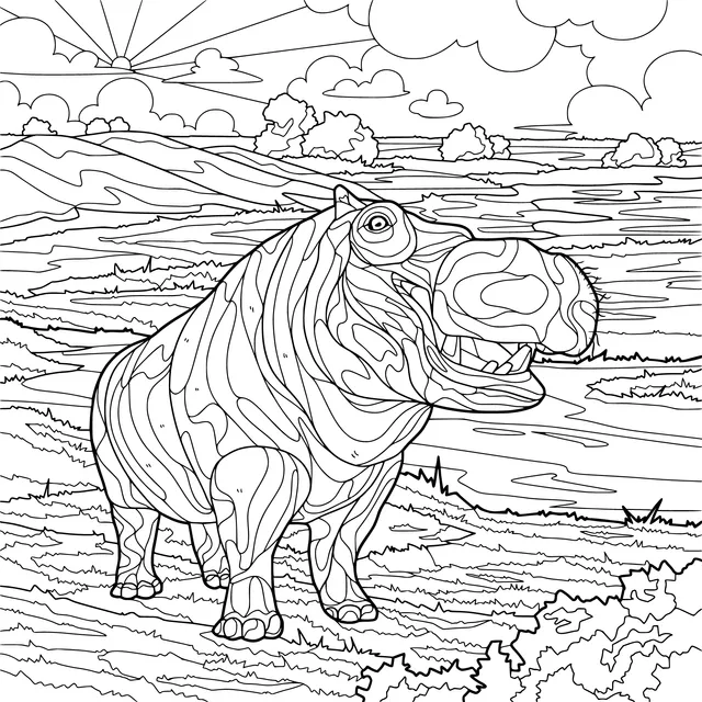Hippopotamus on the Grassland