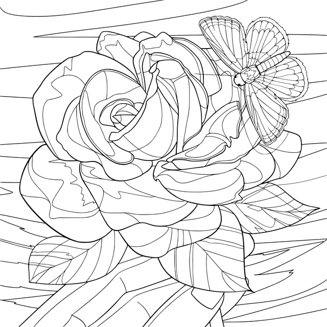 Hand - held rose and butterfly
