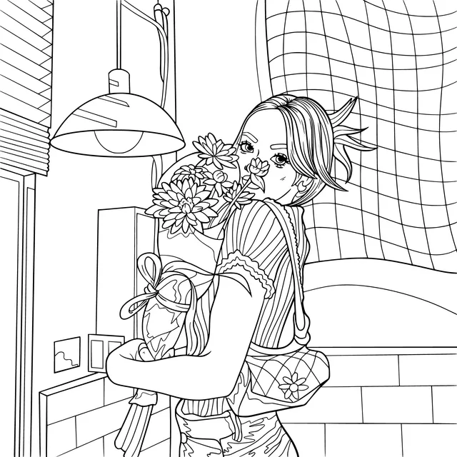 Lady Holding a Bouquet
