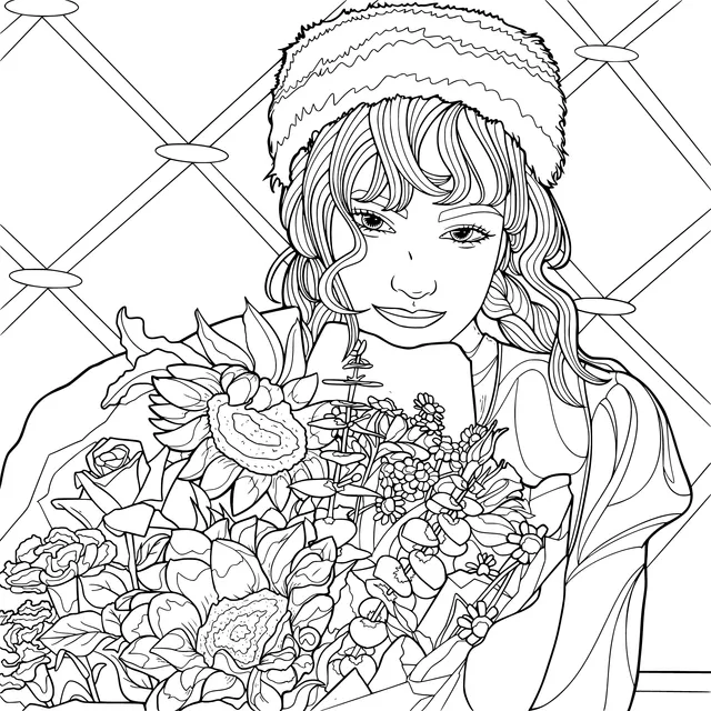 Woman Holding a Bouquet