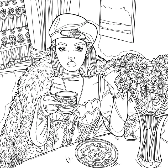 Fashionable lady holding a teacup