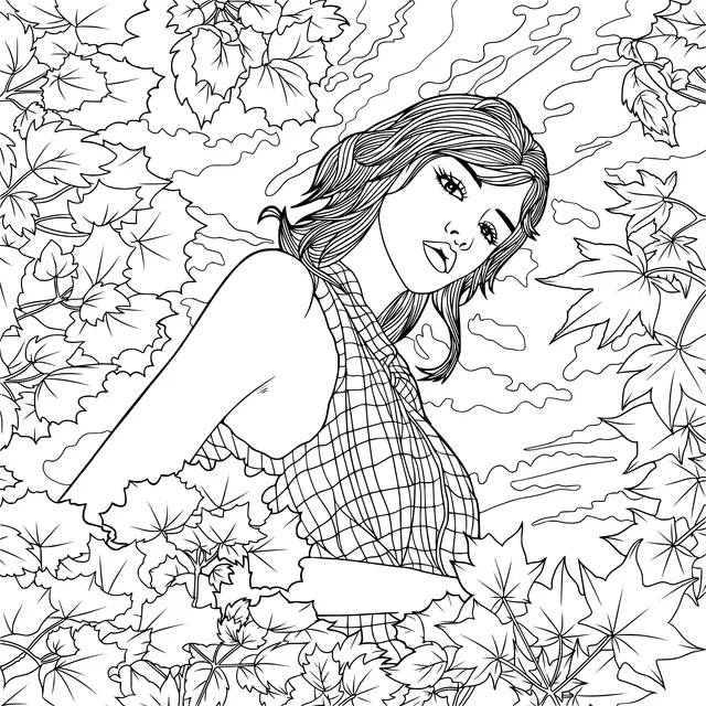 Woman among Green Leaves