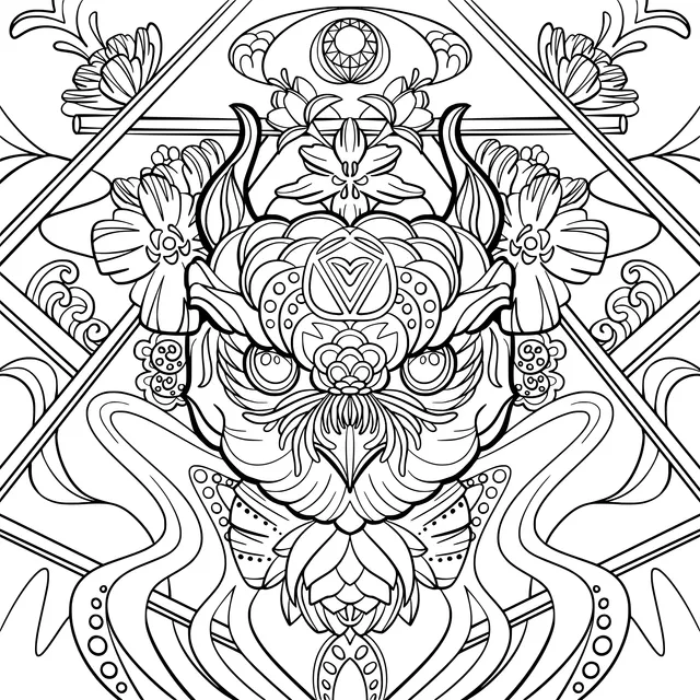 Fantasy Animal and Floral Decorative Pattern
