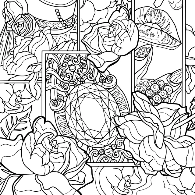 Fantastic Pattern of Gemstone and Flowers