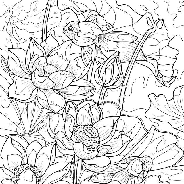 Goldfish in Lotus Pond