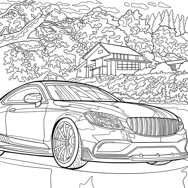 Red car beside the countryside