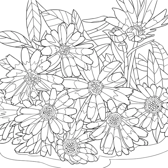 A bunch of yellow marigolds