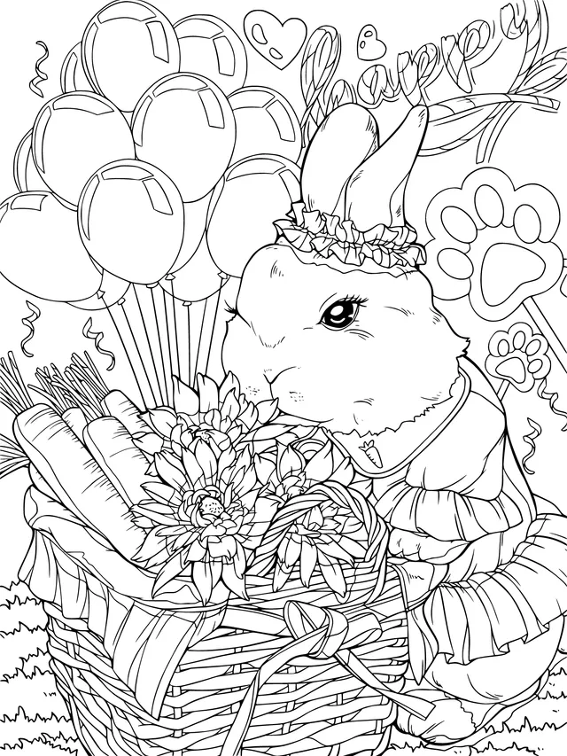 Happy Rabbit and the Flower Basket