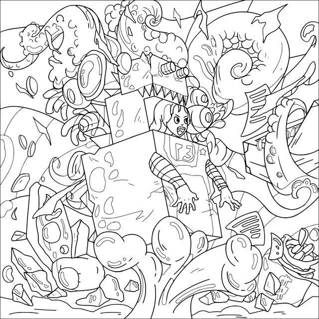 Adventure scene of a fantasy monster and a girl