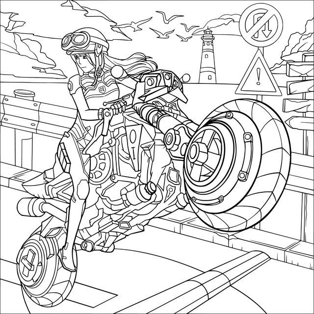 Female Warrior on a Motorcycle