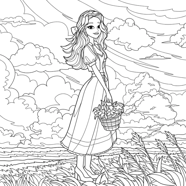 Woman with a Basket in the Field