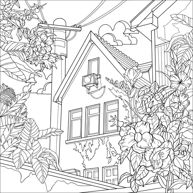 A Cottage Surrounded by Flowers