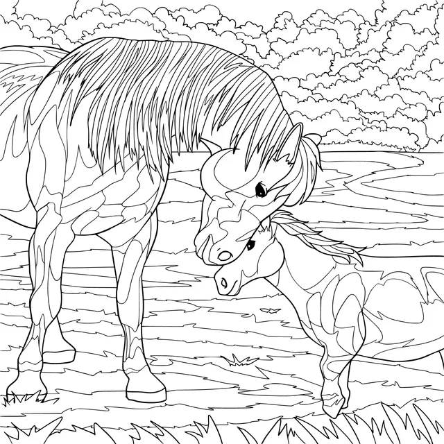 Mother - and - foal in the field