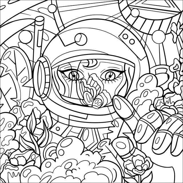 Astronaut among Flowers