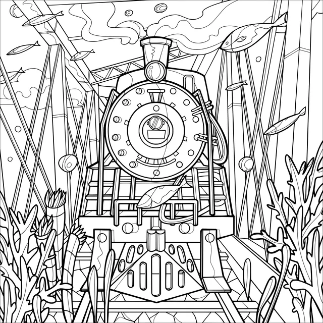 Train traveling under the sea