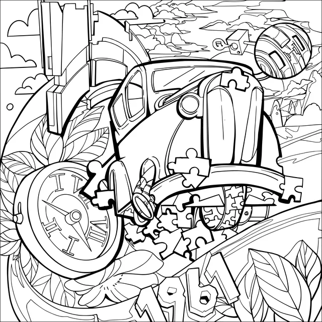 Retro Car and Puzzle: Imprint of Time