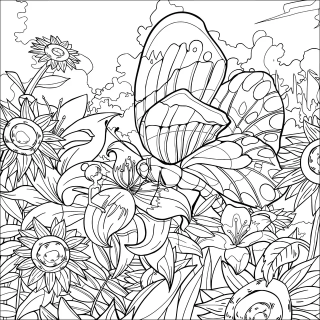 Butterfly in the Flower Bed
