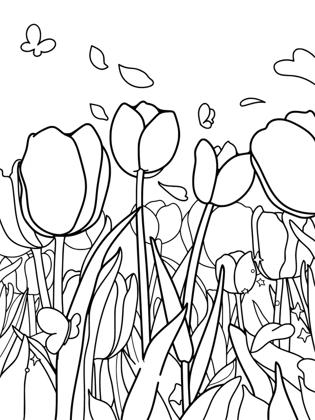 Dreamy Tulip Flower Sea