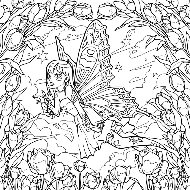 Little Fairy in the Flower - bed