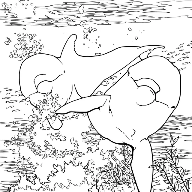 Two dolphins in the water
