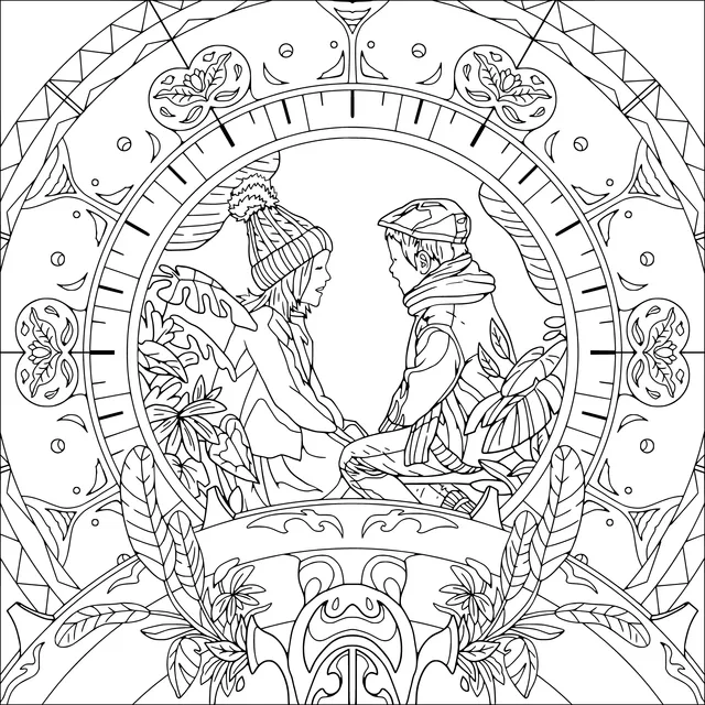 Illustration of a couple looking at each other