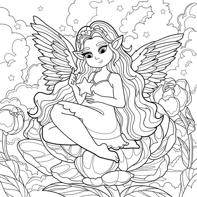 Little Fairy Sitting on a Flower