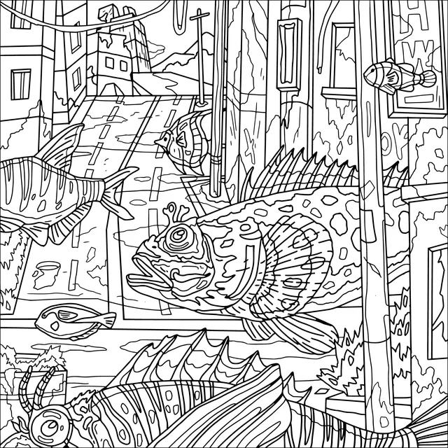 Fish Roaming in a Fantasy City