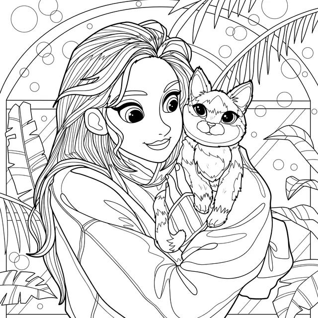 Girl holding a cat