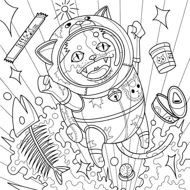 Happy Moment of an Astronaut Cat