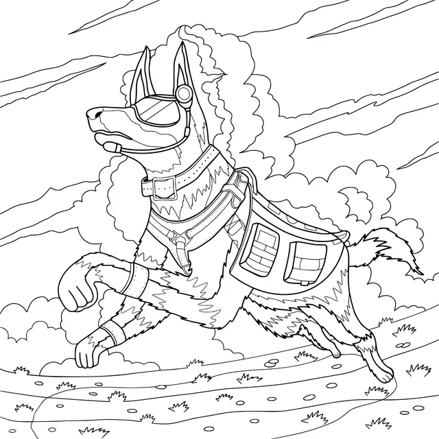 Running Equipped Dog