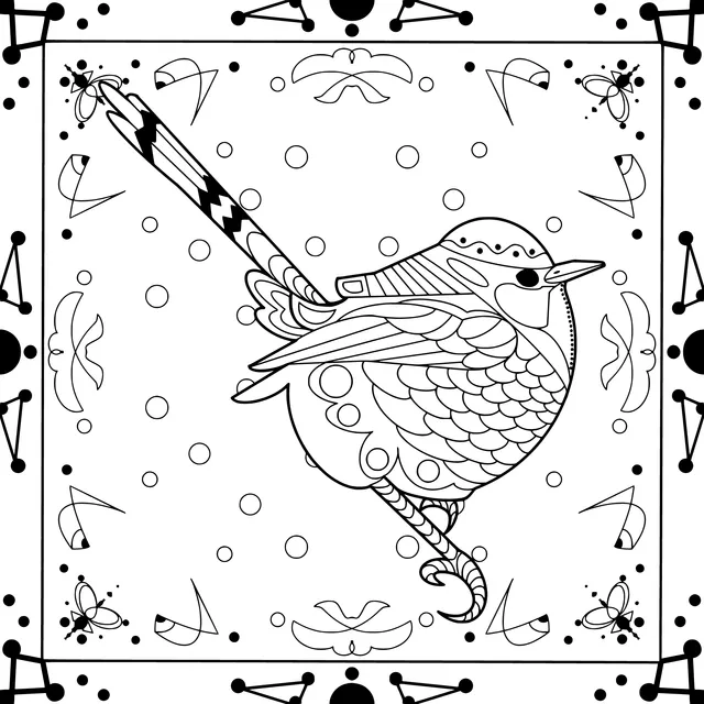 Pink bird in the pattern