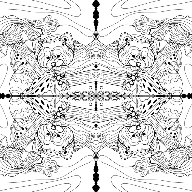 Red Panda Symmetrical Pattern