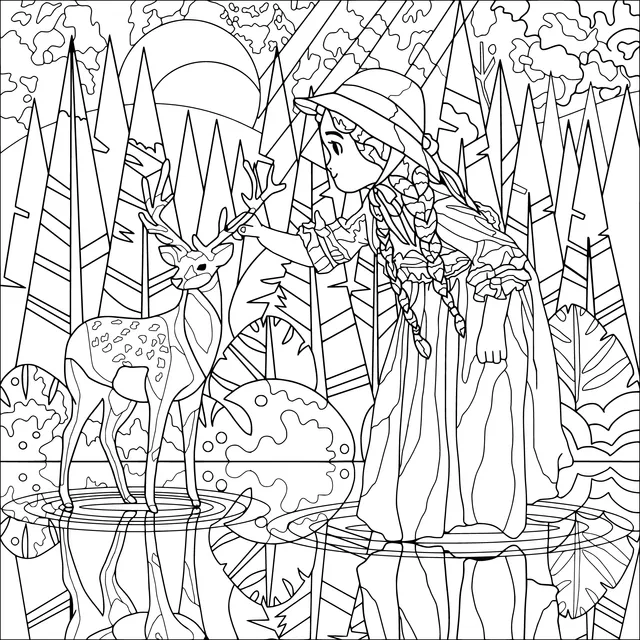 A Maiden's Encounter with a Fawn in the Forest