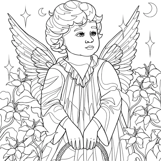 Little Angel in the Flower - bed