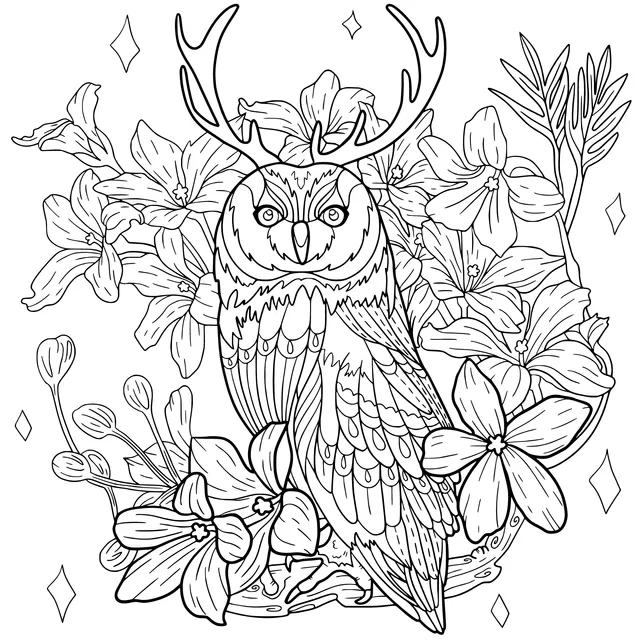Owl Among the Flowers