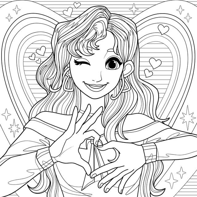 Playful Girl Making a Heart - shape Gesture