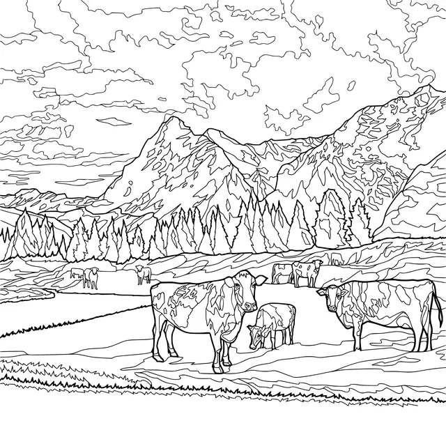 Cows in a Mountain Pasture