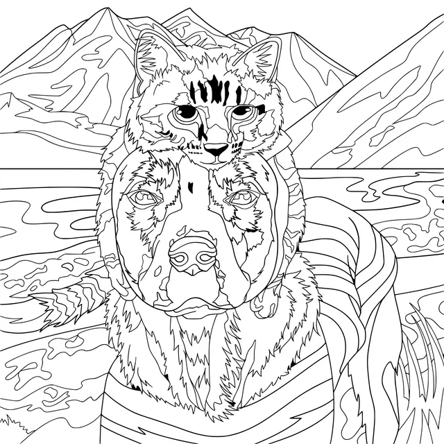 Cat and Dog Together: Companions in the Mountains