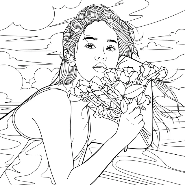 Woman Holding Flowers