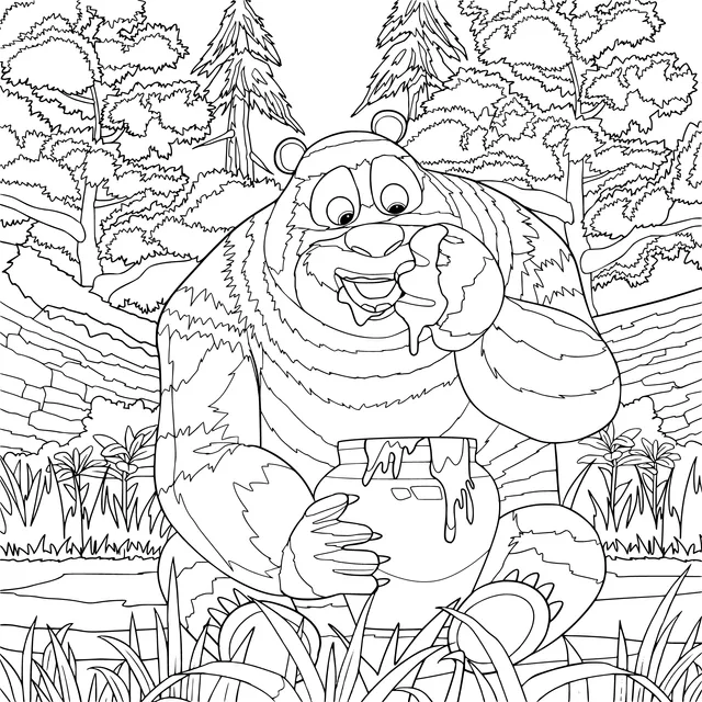 A bear enjoying honey
