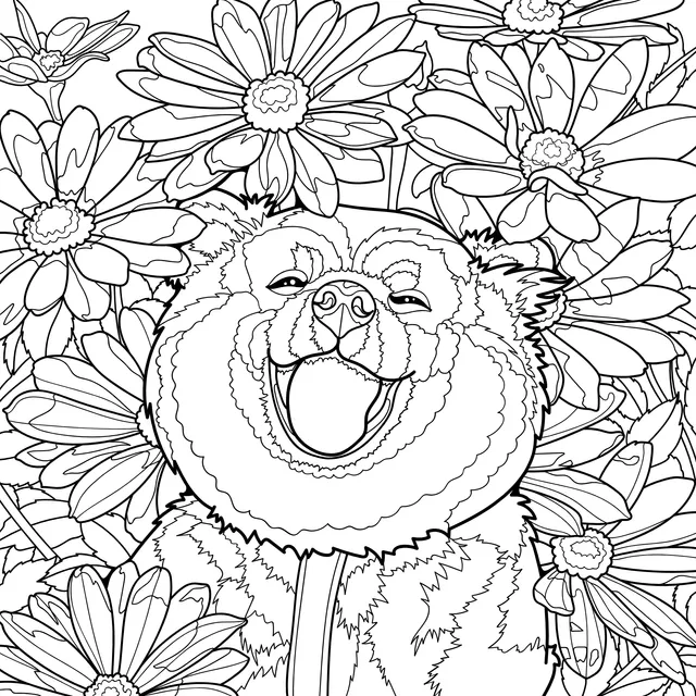 Shiba Inu in the flower丛