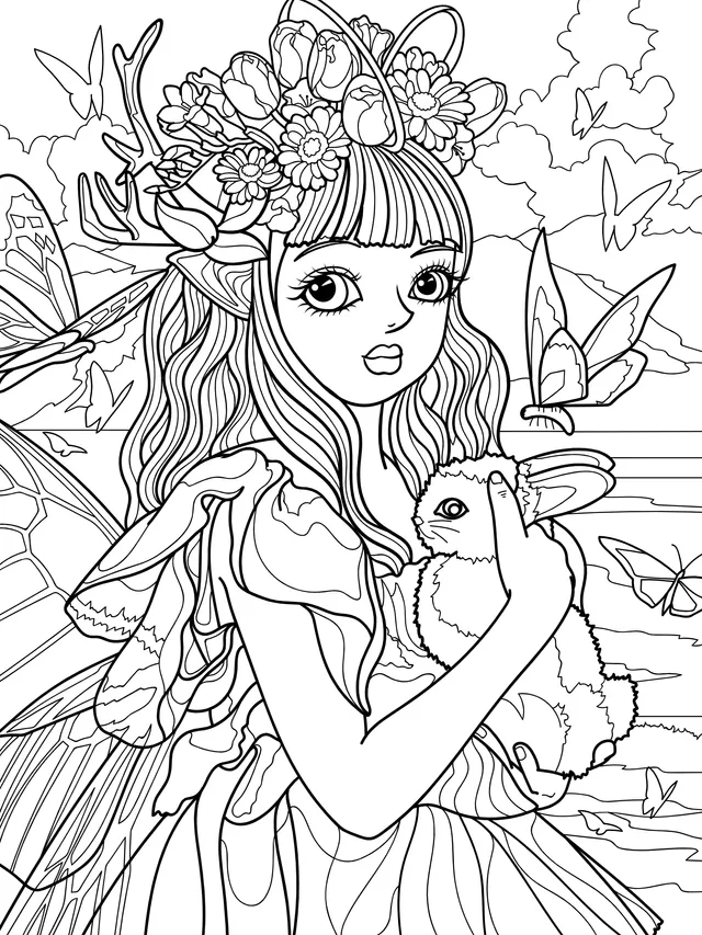 The Flower - Fairy Holding a Bunny