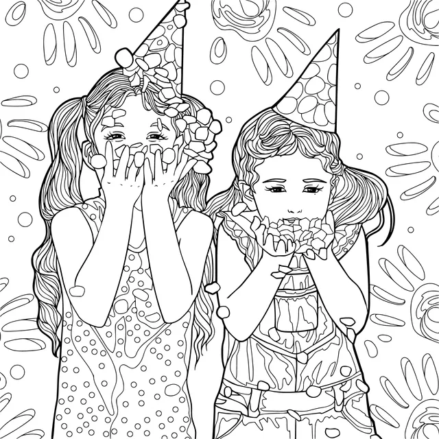 Two girls playing with confetti at a party