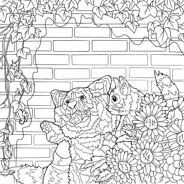Cats and Dogs in the Flowers