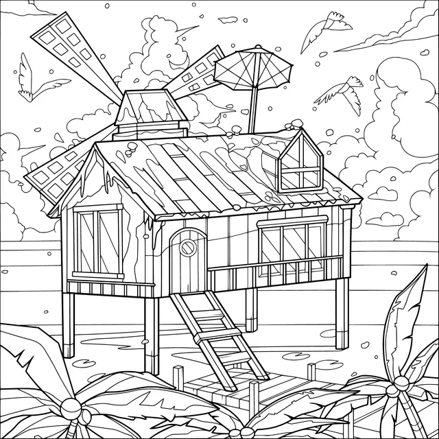 Water - side Cottage and Windmill