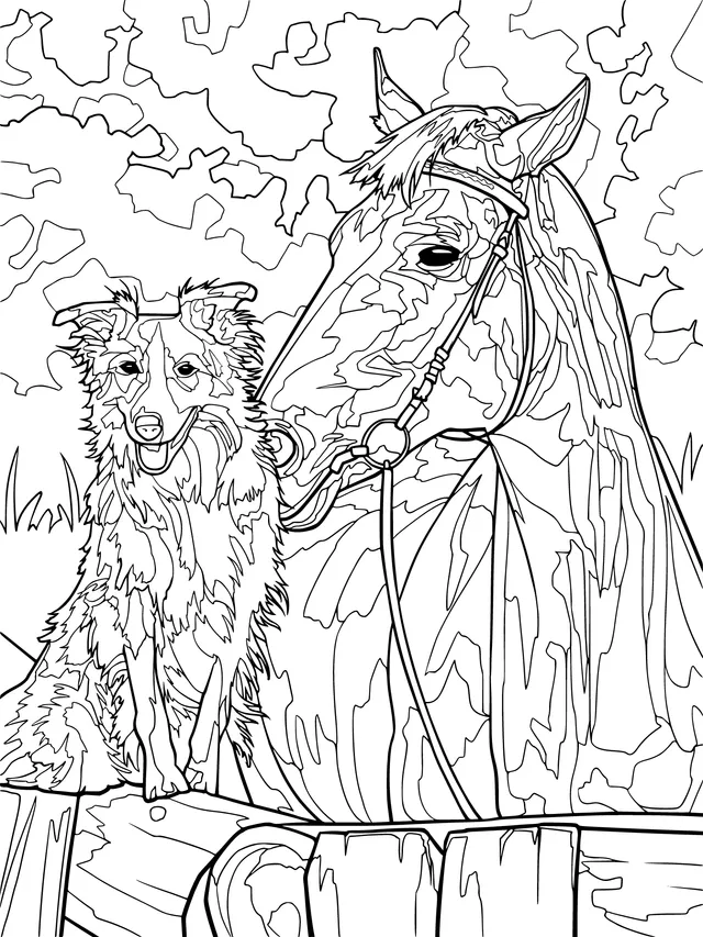 The Warm Companionship of a Horse and a Dog