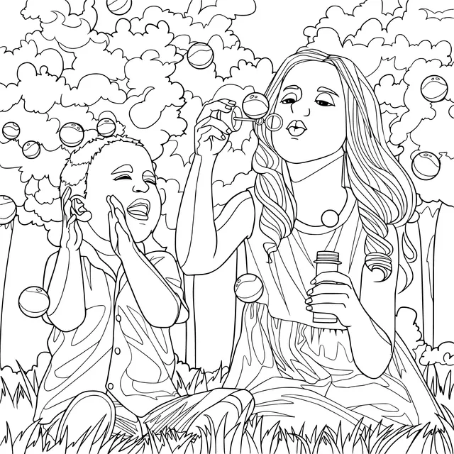 Bubble - blowing Time on the Grass