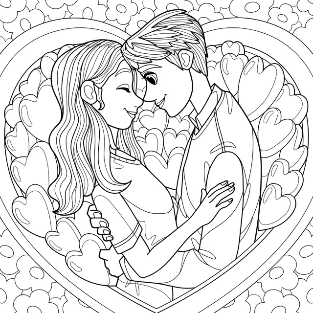 Lovers embrace tenderly